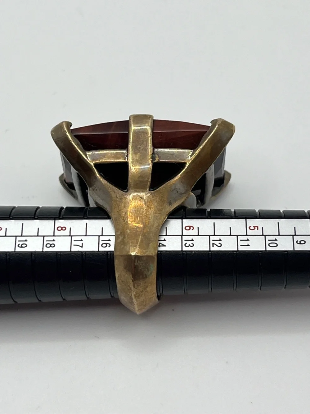 Bold Deep Reddish Brown Statement Brass Cocktail Ring